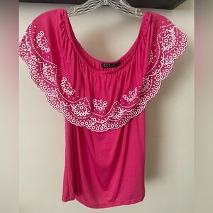 ECLA Hit Pink White T-shirt Top New